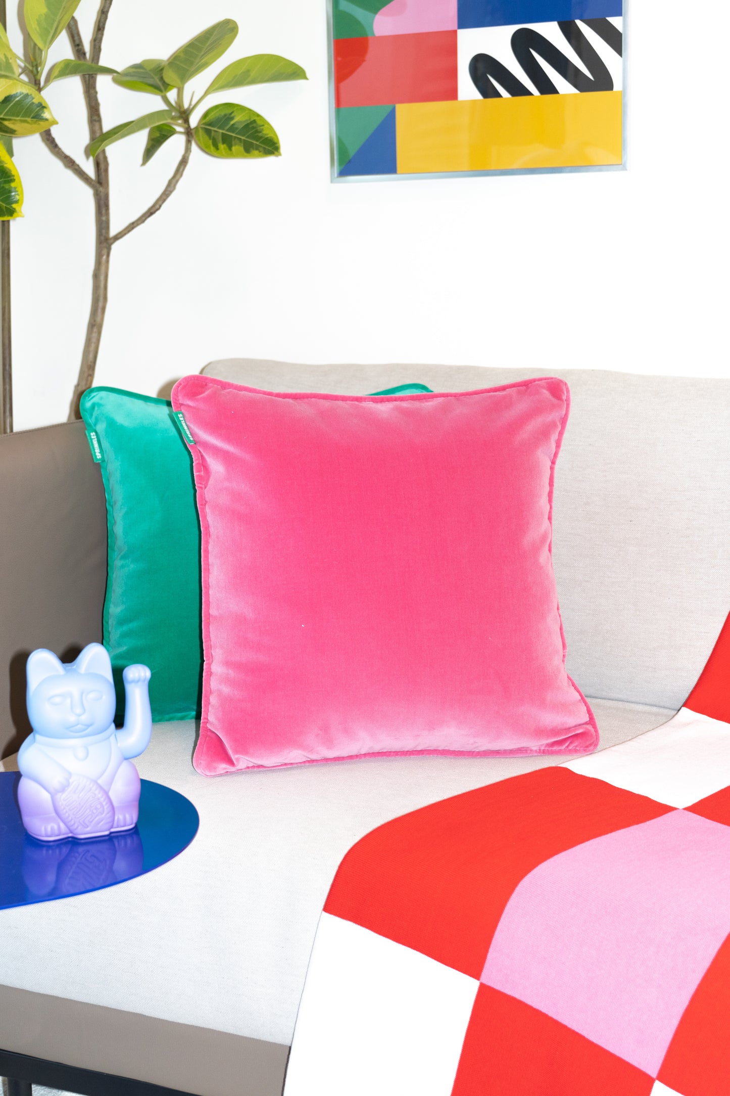 Velvet Cushion - Candy Floss