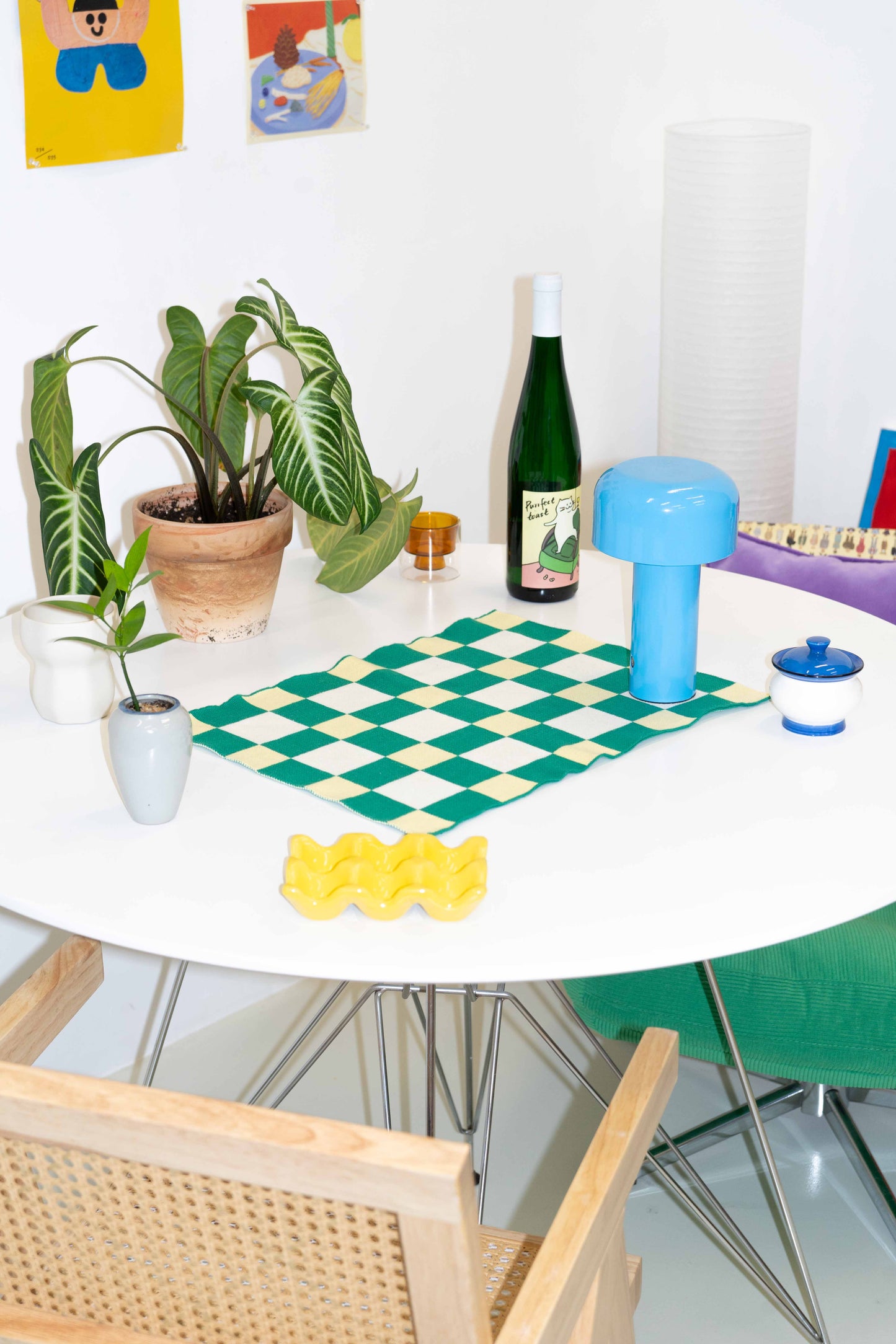 Waffle Placemats Green / Yellow