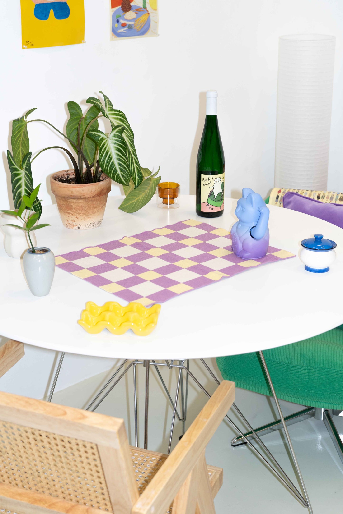 Waffle Placemats Purple / Yellow