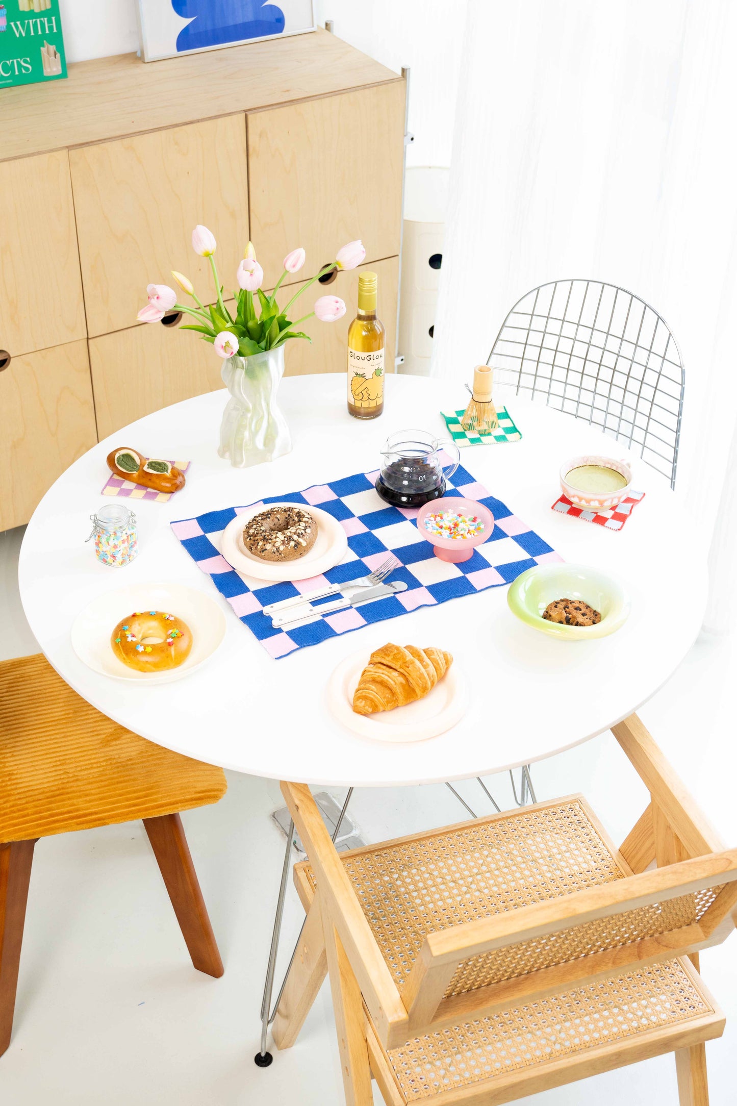 Waffle Placemats Blue / Pink