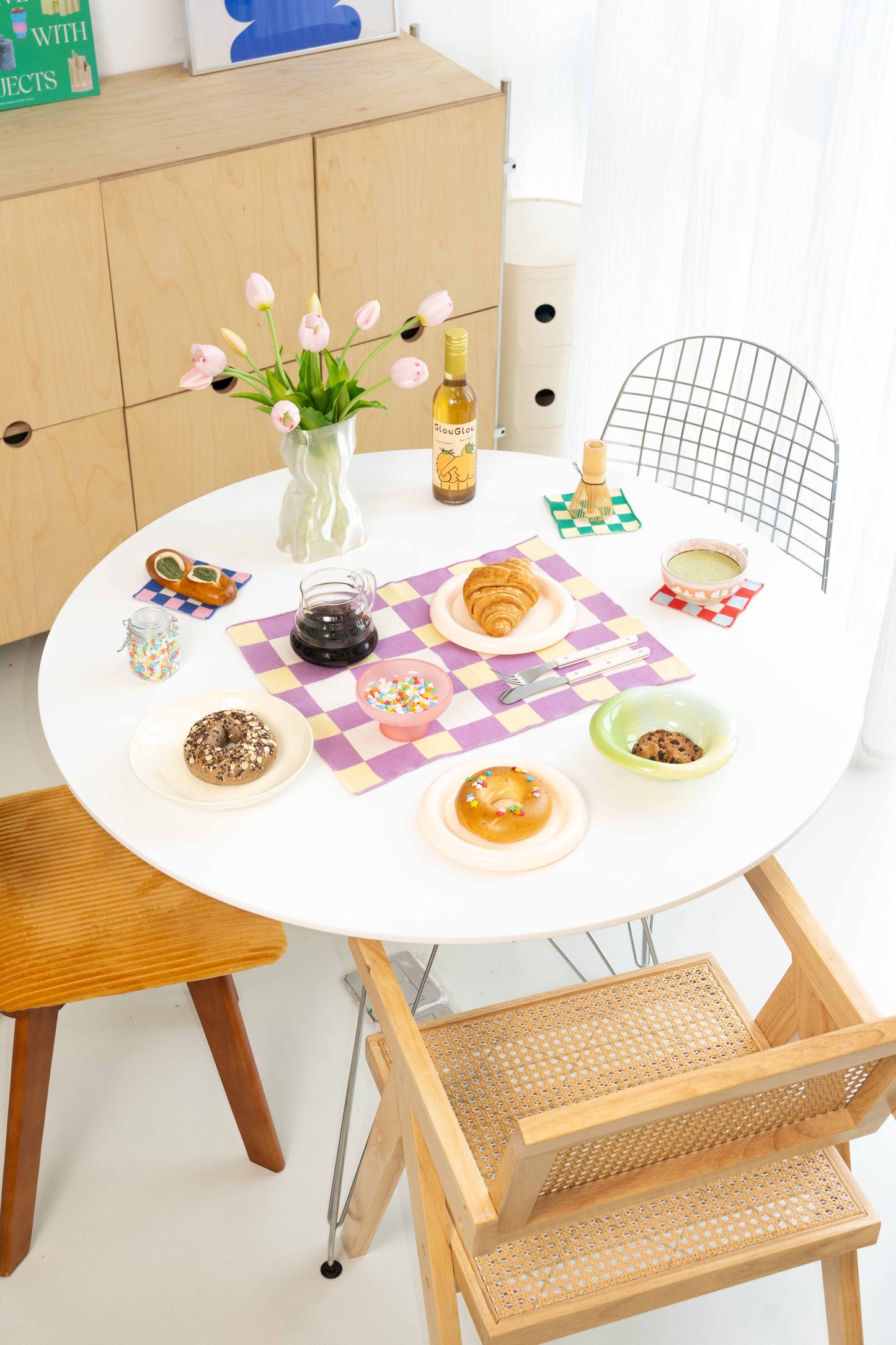 Waffle Placemats Purple / Yellow