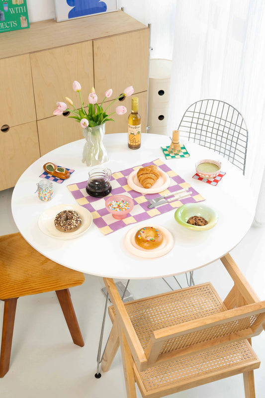 Waffle Placemats Purple / Yellow
