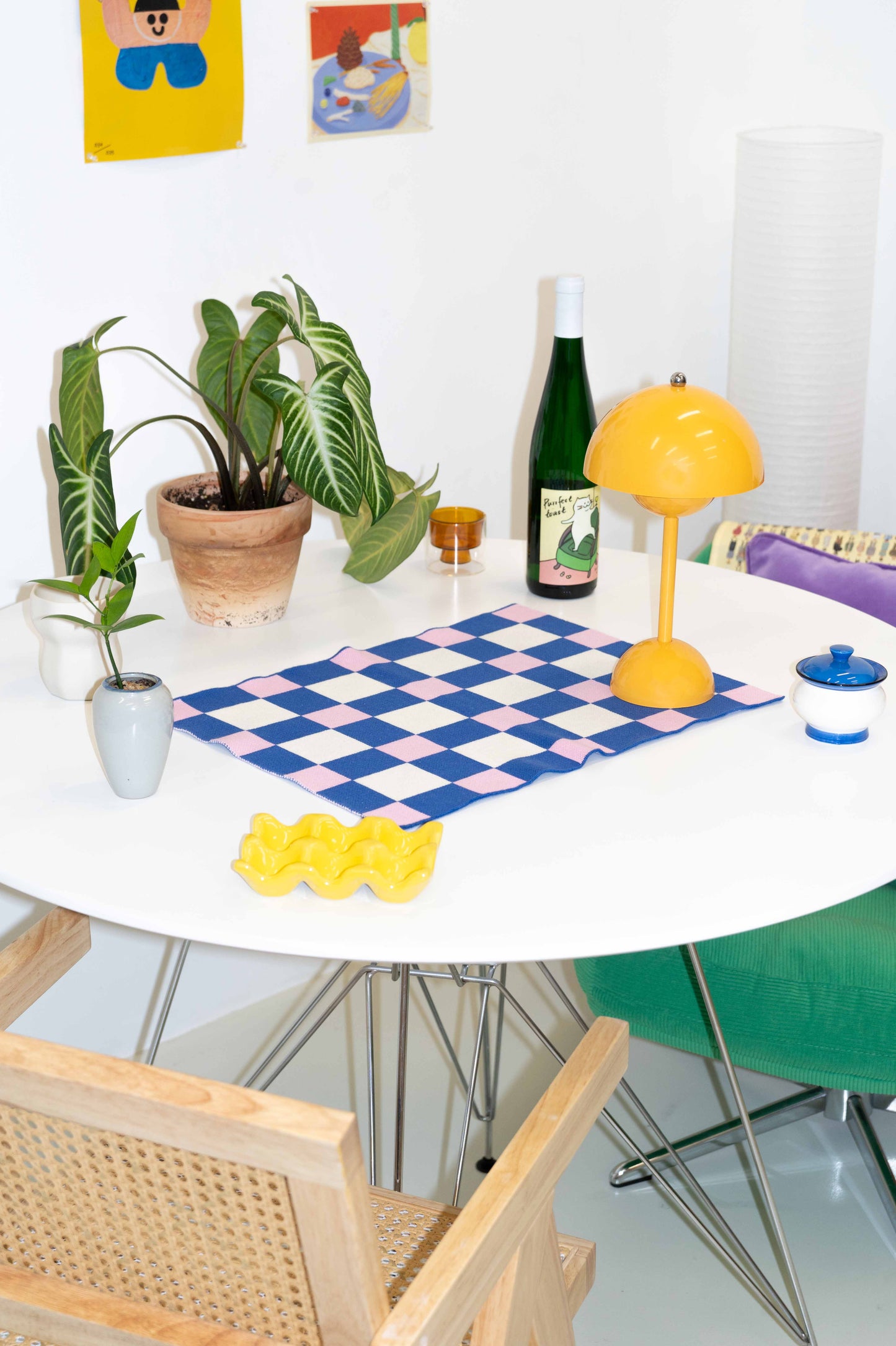 Waffle Placemats Blue / Pink